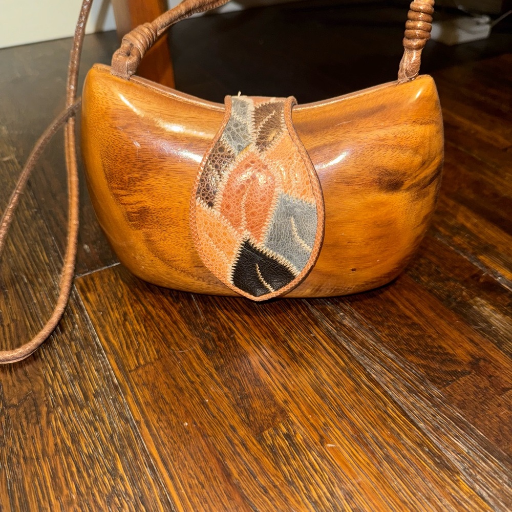 Timmy Woods Handcrafted Wooden and Leather Women's Bag